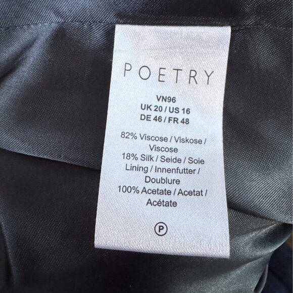 POETRY Velvet Silk Blend Single Button Gray Oversized Jacket Blazer 2XL 16 - Picture 7 of 8